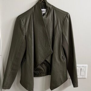 Faux Dark Olive Leather Jacket